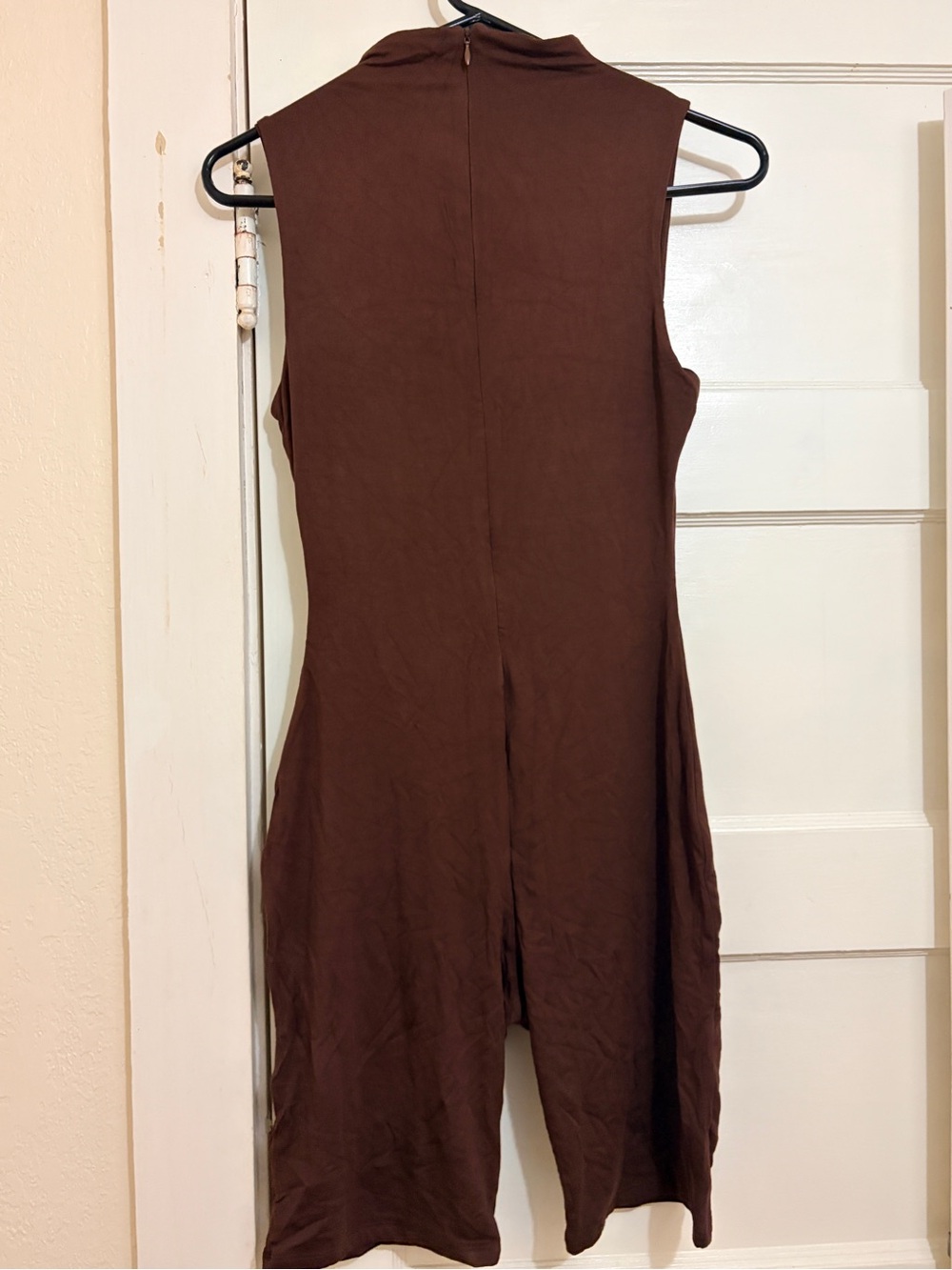 Naked Wardrobe Chocolate Cutout Mock Neck Biker Romper M NWT